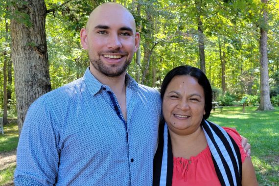 PC(USA) International Peacemaker Carmen Diaz (RIGHT) and Joseph Russ, a mission co-worker in Central America, visited three other presbyteries before arriving at Presbytery of the James on October 4.